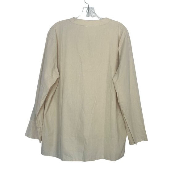 Long Sleeve Button Henley Shirt Womens 3XL Beige - Picture 2 of 5